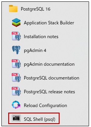 SQL Shell(psql)　選択画面